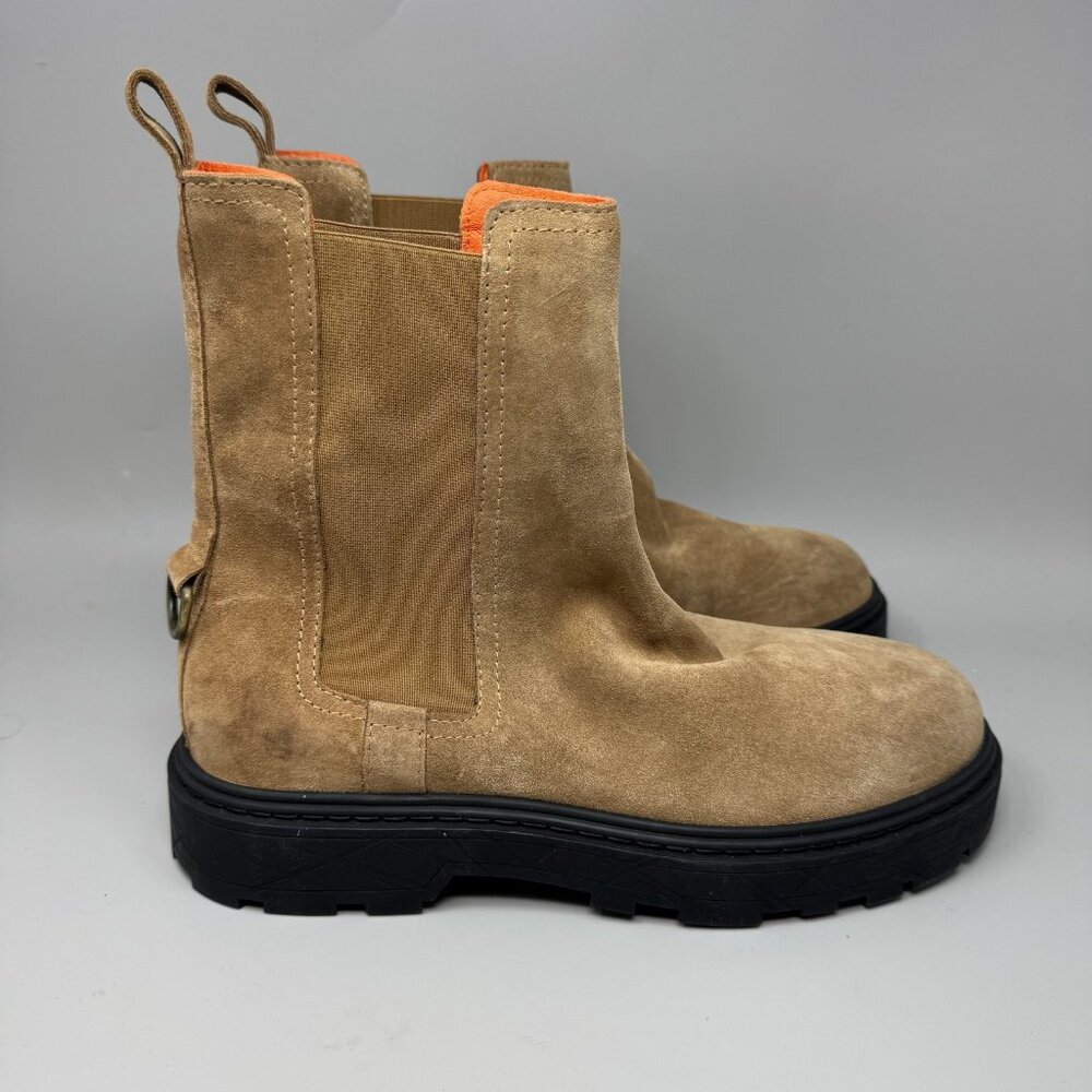 Philippe Model Boots Mens Size 11.5 Tan Suede Made in Italy Chunky Sole Chelsea